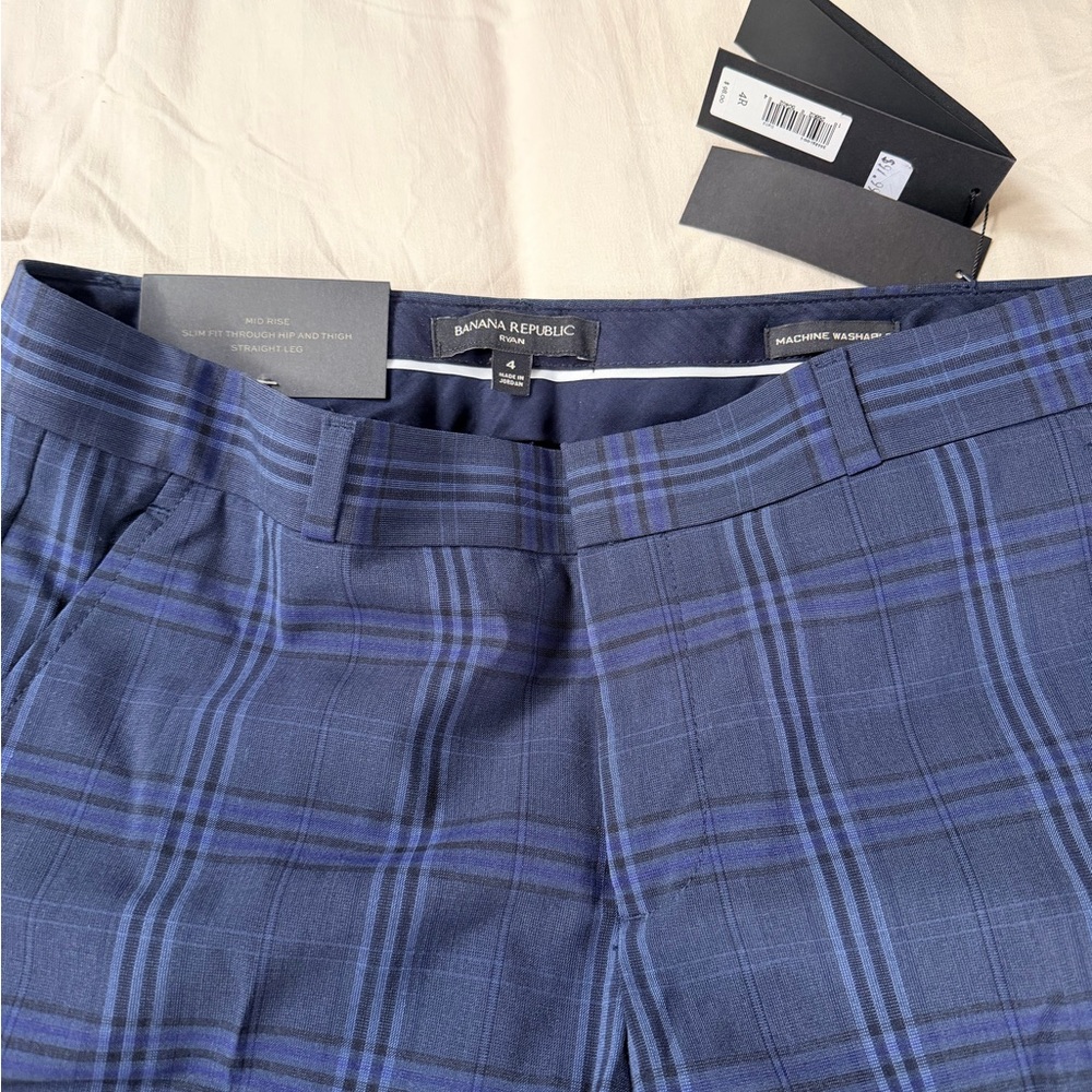 Navy Plaid Trousers - Picture 2 of 4